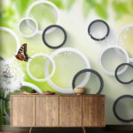 Papier peint Papillon sur une fleur de pissenlit