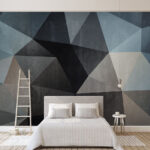 Papier peint Motif triangulaire noir et gris