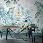Papier peint Motif de feuilles tropicales luxuriantes