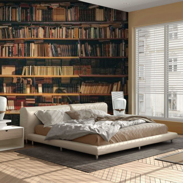Rangée de livres sur une étagère Papier peint Rangée de livres sur une étagère