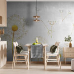 Papier peint Pissenlits jaunes avec graines