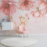 Papier peint Chat avec un papillon sur la patte