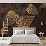 Papier peint Feuilles décoratives sur fond texturé