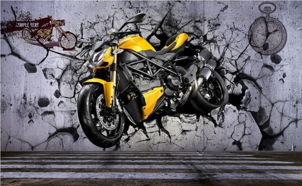 Moto traversant le mur Papier peint Moto traversant le mur