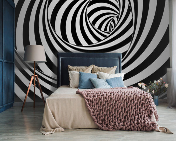 Motif en spirale noir et blanc Papier peint Motif en spirale noir et blanc