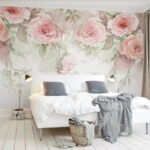 Papier peint Motif floral aquarelle doux.