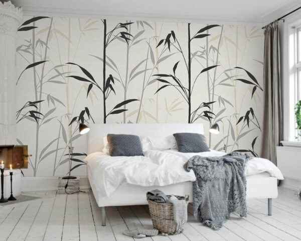 Papier peint avec des feuilles noires Papier peint Papier peint avec des feuilles noires