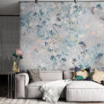 Papier peint Motif de fleurs et de feuilles