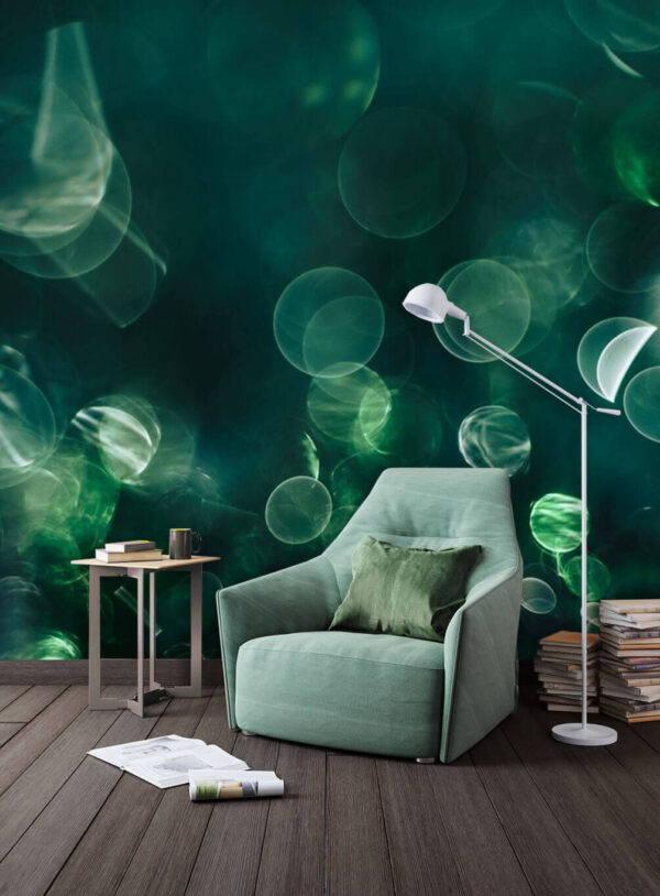 Image floue de cercles verts et blancs Papier peint Image floue de cercles verts et blancs