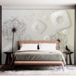 Papier peint Motif circulaire blanc sur une surface blanche