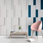 Papier peint Objet rectangulaire blanc avec des lignes bleues
