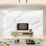 Papier peint Marbre blanc avec veines noires