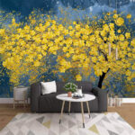 Papier peint Arbre à feuilles jaunes