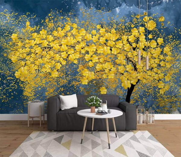 Arbre à feuilles jaunes Papier peint Arbre à feuilles jaunes