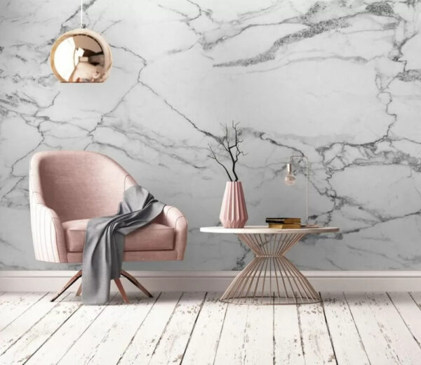 Marbre blanc avec des veines foncées Papier peint Marbre blanc avec des veines foncées