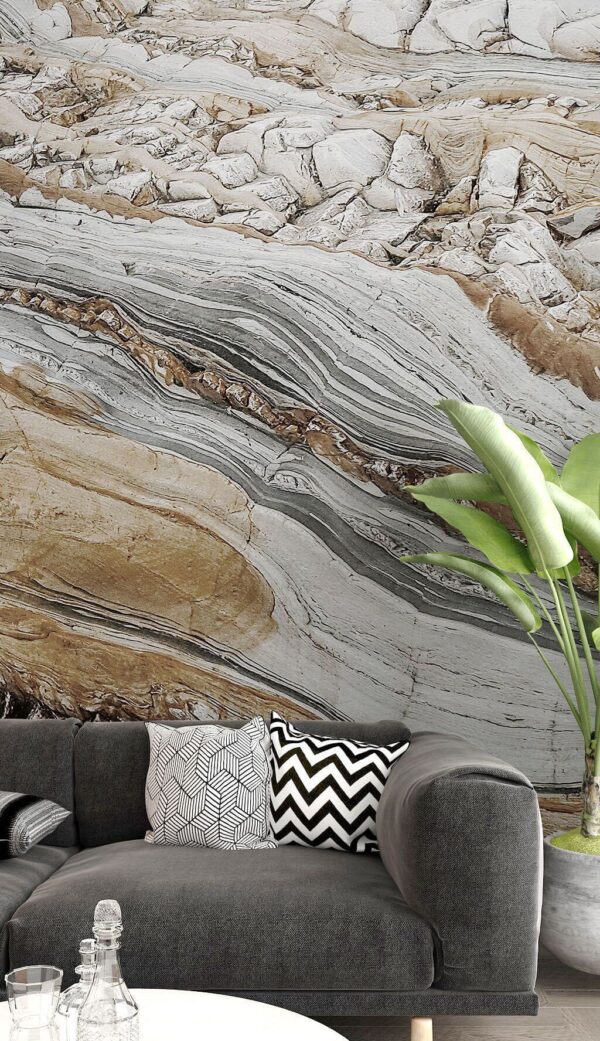 Couches de roches naturelles avec des tons de terre Papier peint Couches de roches naturelles avec des tons de terre