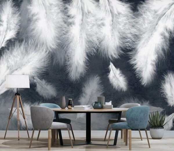 Plumes blanches douces sur fond sombre Papier peint Plumes blanches douces sur fond sombre