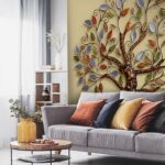 Papier peint Arbre avec des feuilles colorées