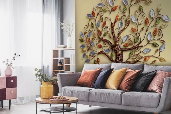 Papier peint Arbre avec des feuilles colorées (UGS : u30471) Papier peint Papier peint Arbre avec des feuilles colorées (UGS : u30471)