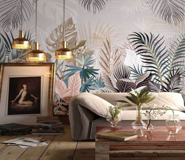Feuilles tropicales dans des tons sourds Papier peint Feuilles tropicales dans des tons sourds