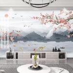 Papier peint Cercle rose sur fond blanc