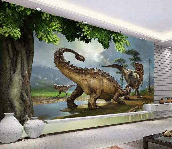 Grand dinosaure avec de longues cornes et une longue queue Papier peint Grand dinosaure avec de longues cornes et une longue queue