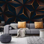 Papier peint Triangles noirs et orange