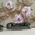 Papier peint Décoration murale avec des fleurs et des feuilles