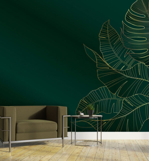 Feuilles élégantes sur fond sombre Papier peint Feuilles élégantes sur fond sombre