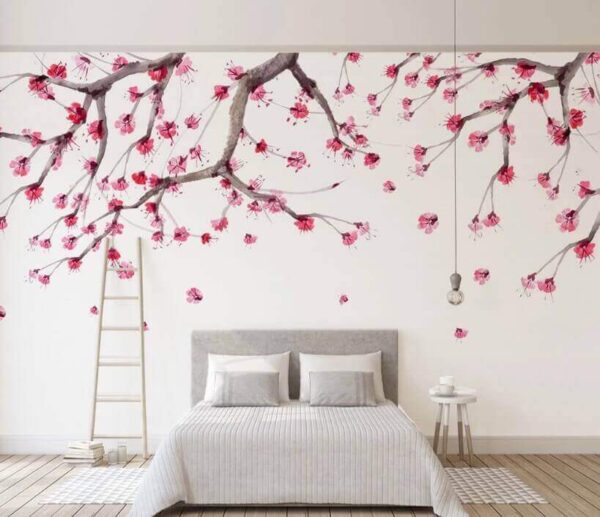 Arbre aux fleurs roses Papier peint Arbre aux fleurs roses