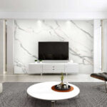 Papier peint Marbre blanc avec de subtiles veines grises