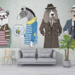 Papier peint Mur avec têtes d'animaux