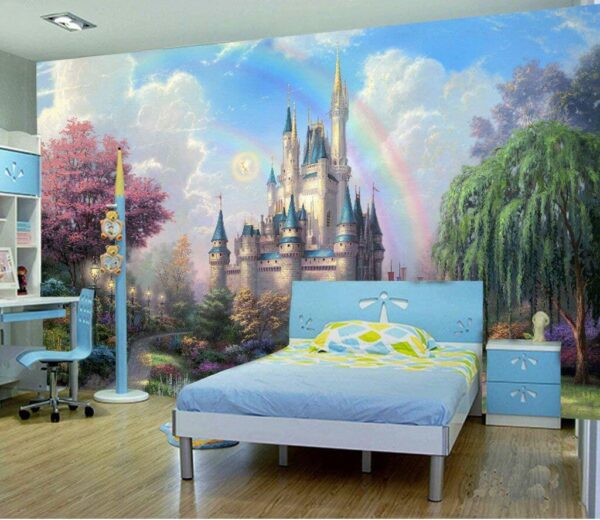 Château avec un arc-en-ciel dans le ciel Papier peint Château avec un arc-en-ciel dans le ciel