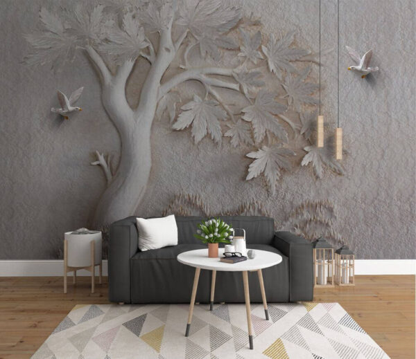 Oiseau volant au-dessus d'un arbre Papier peint Oiseau volant au-dessus d'un arbre