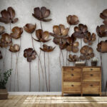Papier peint Groupe de fleurs brunes
