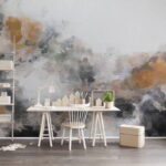 Papier peint Peinture d'un nuage de couleurs noires et brunes