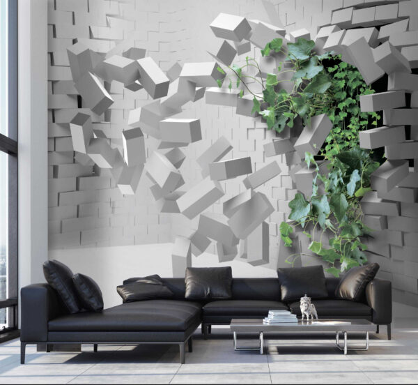 Papier peint Papier peint Cube blanc sur une surface blanche (UGS : u22697)