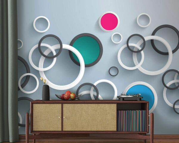Groupe de cercles colorés Papier peint Groupe de cercles colorés