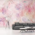 Papier peint Plumes douces sur fond pastel