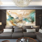 Papier peint Peinture d'oiseaux volant dans le ciel