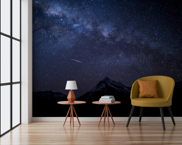 Montagne enneigée avec des étoiles dans le ciel Papier peint Montagne enneigée avec des étoiles dans le ciel
