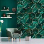 Papier peint Motif hexagonal artistique dans des tons riches