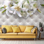 Papier peint Groupe de fleurs blanches sur fond blanc
