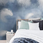 Papier peint Plumes blanches dans le ciel