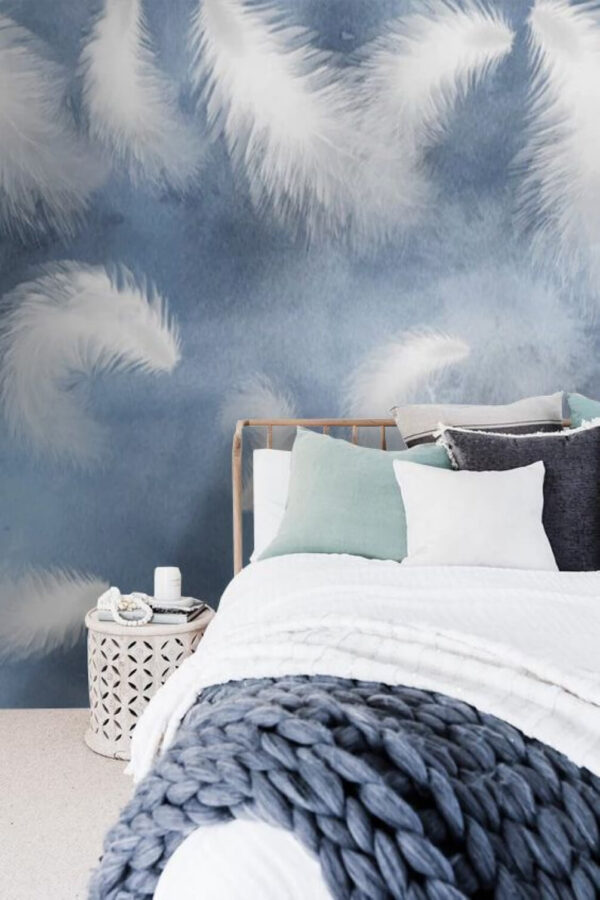 Plumes blanches dans le ciel Papier peint Plumes blanches dans le ciel