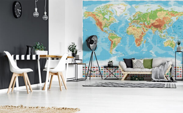 Carte du monde avec différents drapeaux Papier peint Carte du monde avec différents drapeaux