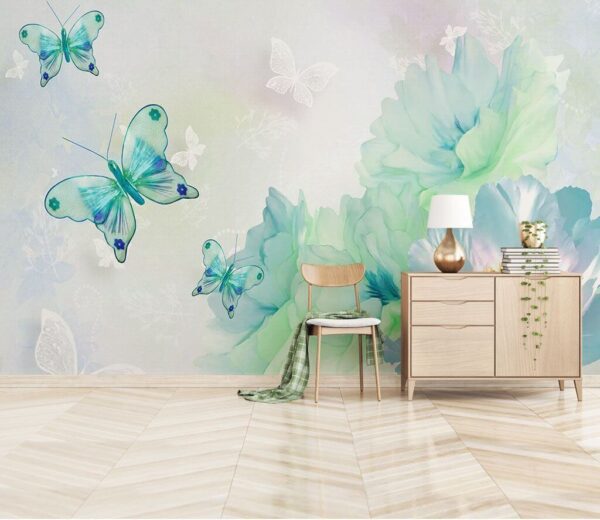 Papillons sur fond blanc Papier peint Papillons sur fond blanc