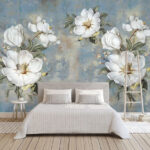 Papier peint Groupe de fleurs blanches
