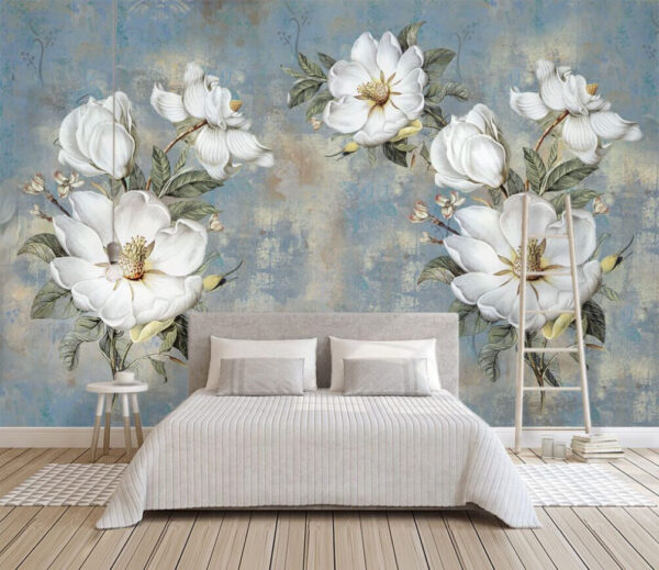 Groupe de fleurs blanches Papier peint Groupe de fleurs blanches