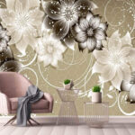 Papier peint Motif floral abstrait avec des tourbillons